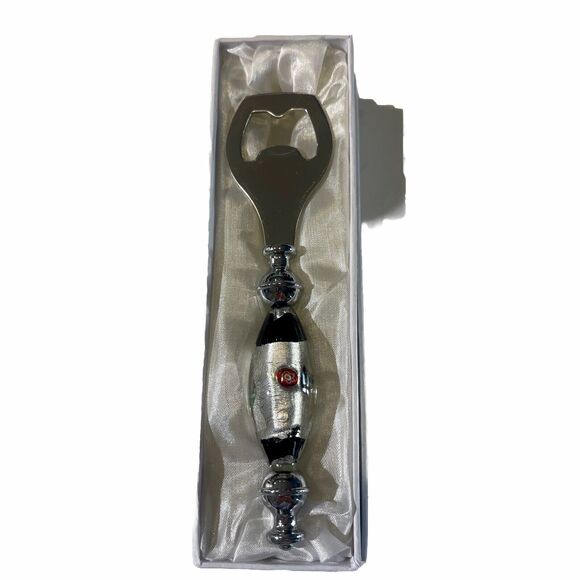 Bottle Opener 6" Stainless Steel With Hand Blown Glass Handle From Murano, Italy - Picture 1 of 7